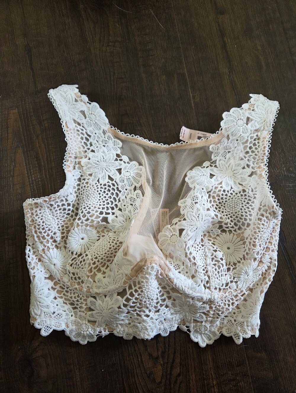 NWT Victoria's Secret Dream Angels White Crochet Lace Longline Bustier Bra 34DD